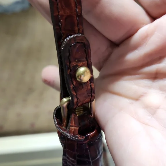 Brahmin Croc-Embossed Shoulder Bag in Rich Brown - Picture 7 of 13